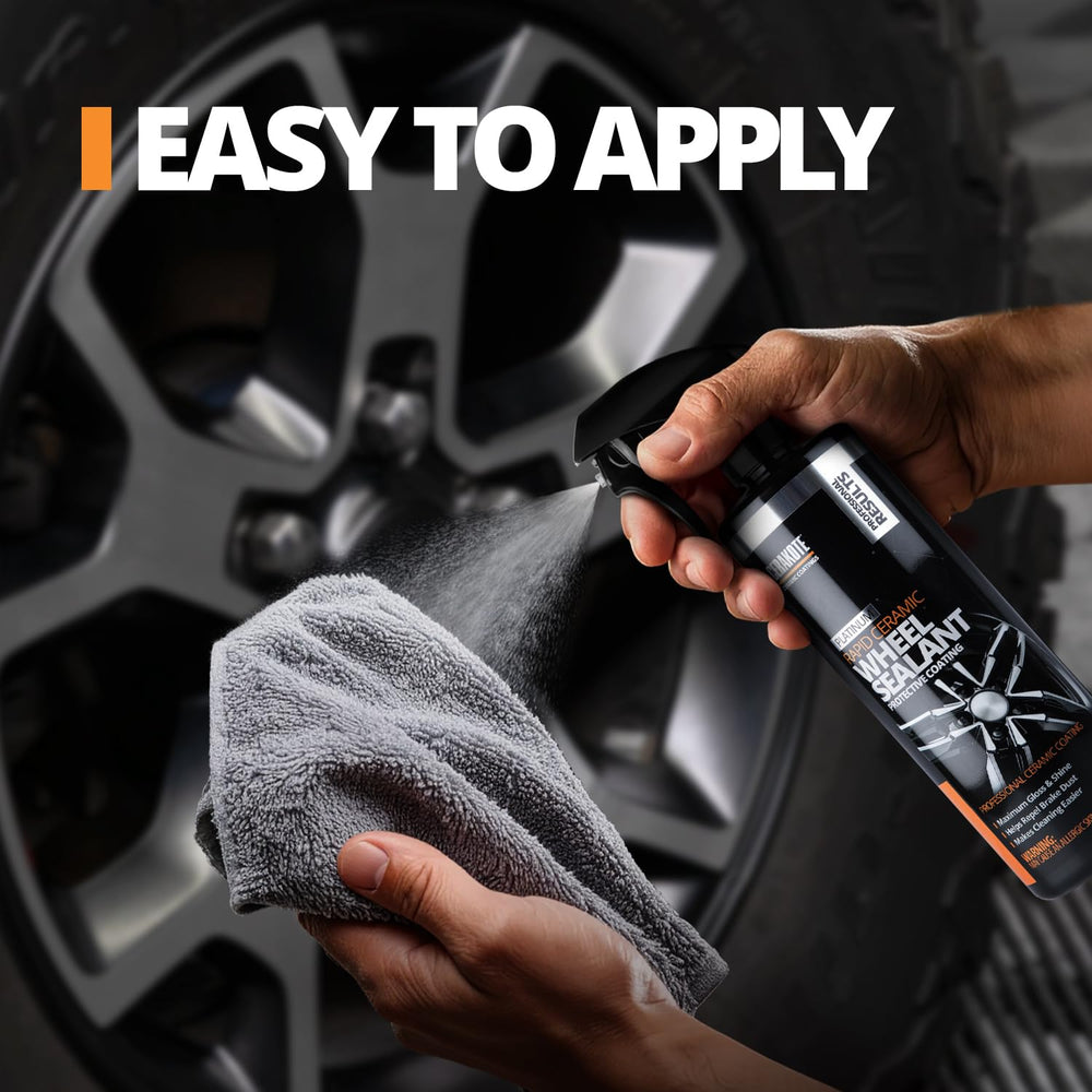 CERAKOTE Rapid Wheel Sealant spray shows hydrophobic protection against brake dust.