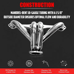 Certified Automotive Experts center-dump block hugger header Gen 1 SBC 283 enhances frame clearance for tight builds.