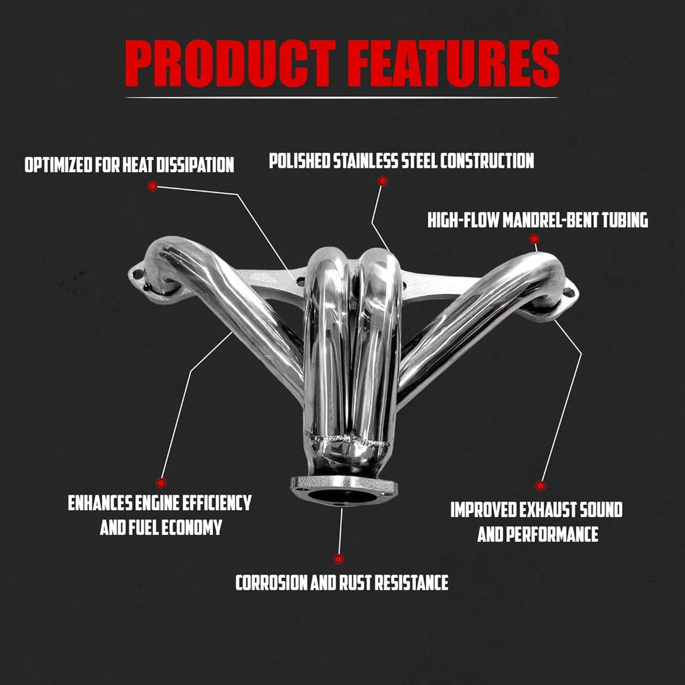 Certified Automotive Experts center-dump block hugger header Gen 1 SBC 302 delivers easy exhaust routing in compact spaces.