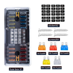 CEURSAVA 20-way fuse block cover-off shows easy access and inspection.