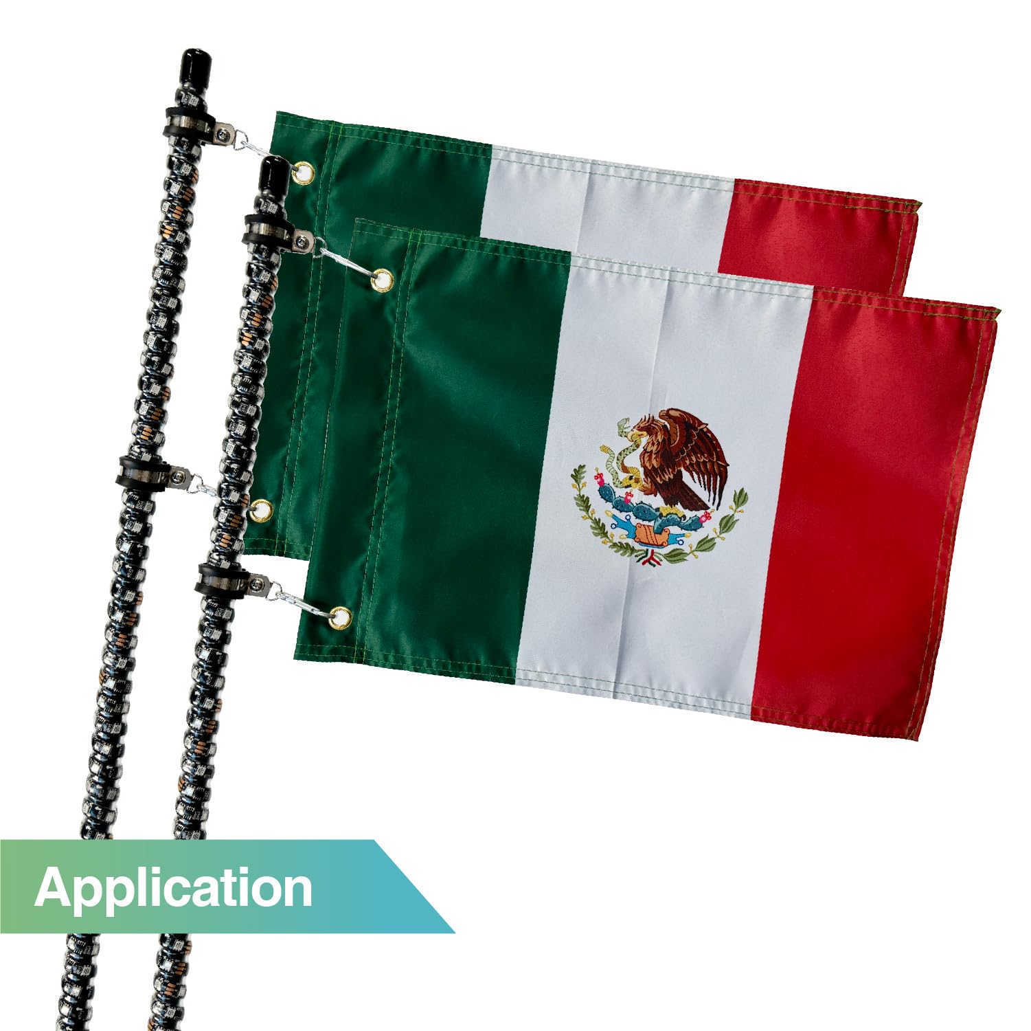 cezelux Mexico flag 12x18 easy to attach with grommets on whip light.