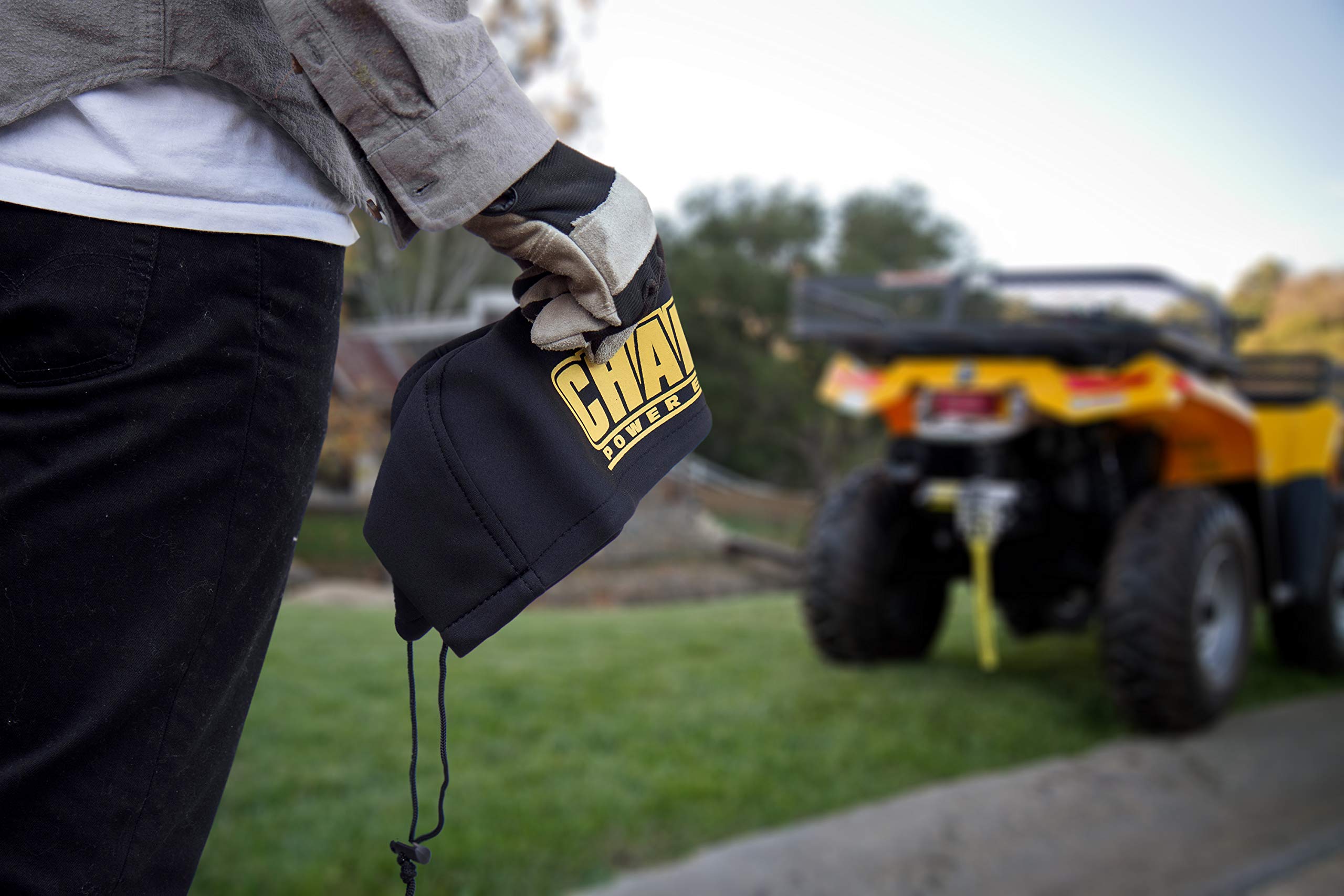 Champion Power Equipment neoprene winch cover provides dirt and debris protection for winch