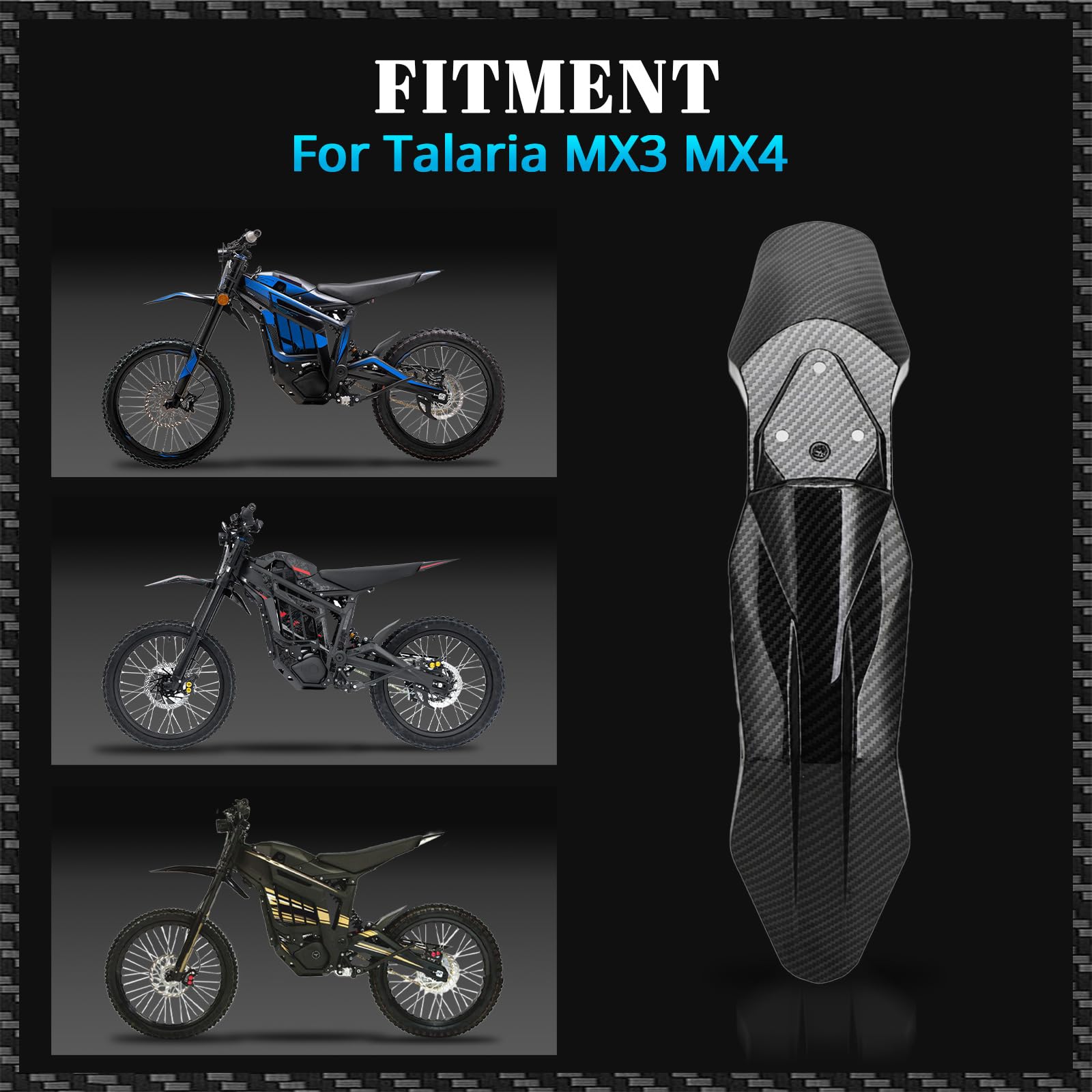 CHANGCHENG Talaria MX3 MX4 front fender carbon look guards spray.