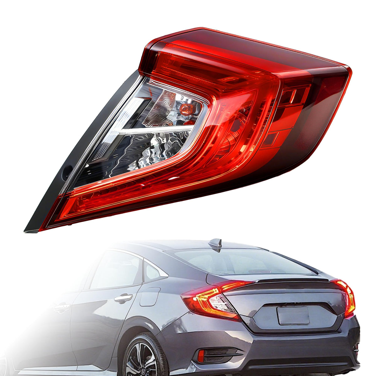 ChaoTianxia tail light assembly for 2016-2021 Civic, right side, installation-ready.
