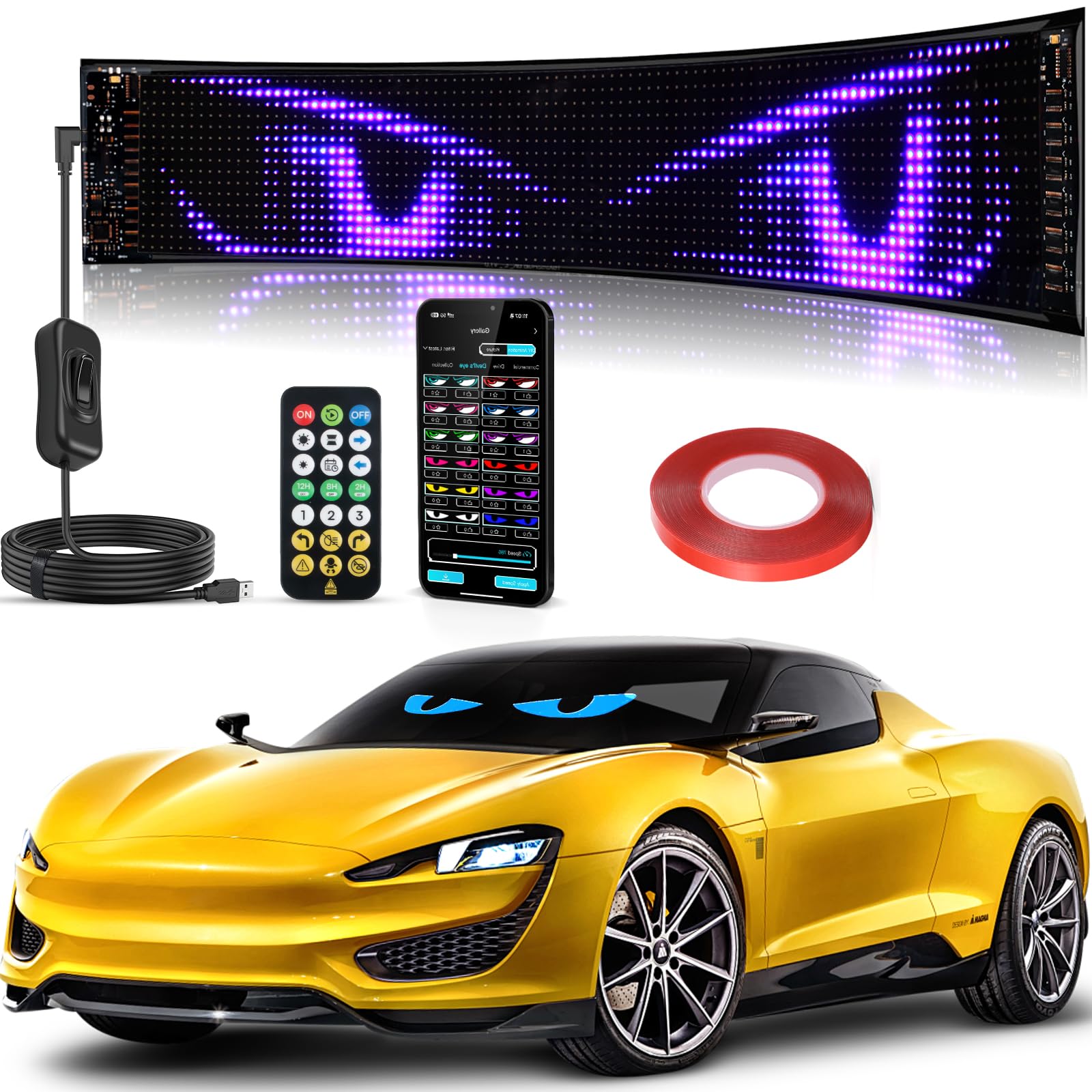 CHARKEE Devil Eye Sign Lights front view shows a bright LED display for vehicles.