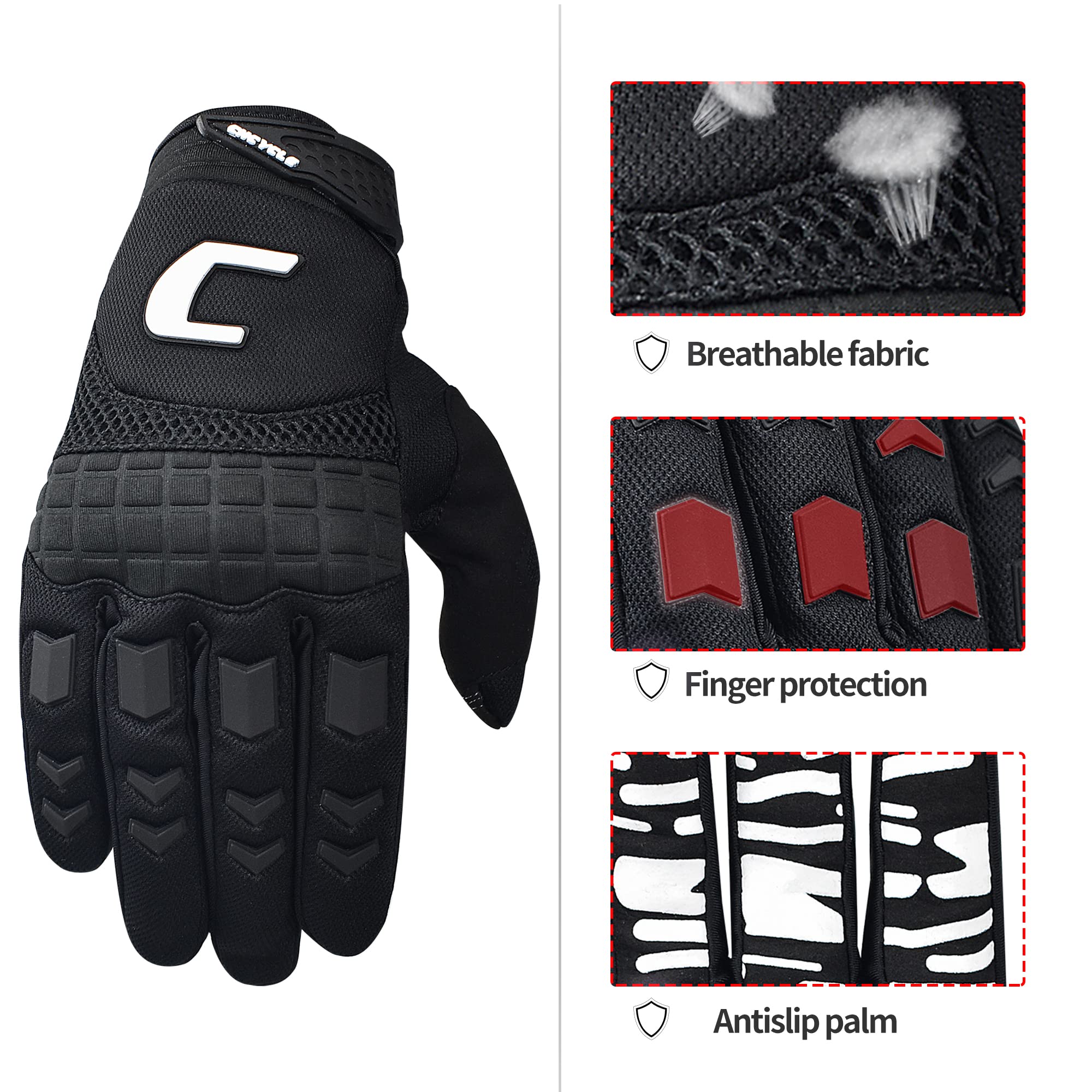 CHCYCLE gloves with touch-screen fingertips for easy device use on the trail.