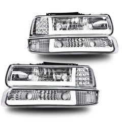 CHEDA LED DRL headlight for Chevy Silverado 99-02 front view with chrome housing improves daytime visibility.