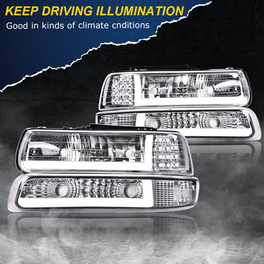 CHEDA LED DRL headlight for Suburban 2000-2006 front view with waterproof seal enhances reliability.