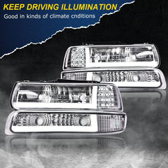 CHEDA LED DRL headlight for Suburban 2000-2006 front view with waterproof seal enhances reliability.