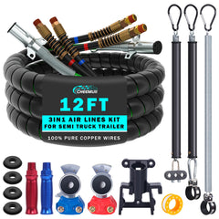 CheeMuii 12ft 3-in-1 air lines kit on a semi truck, ensuring reliable air supply.