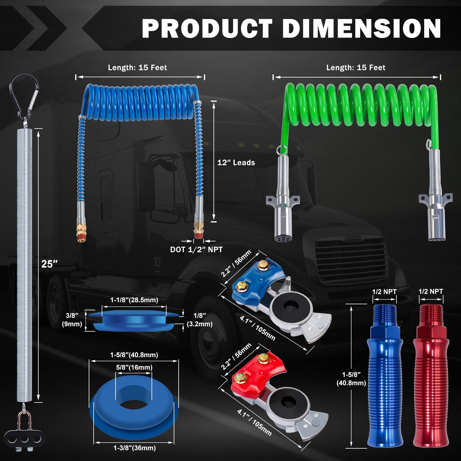 CheeMuii 3-in-1 semi truck air lines kit with comprehensive compatibility