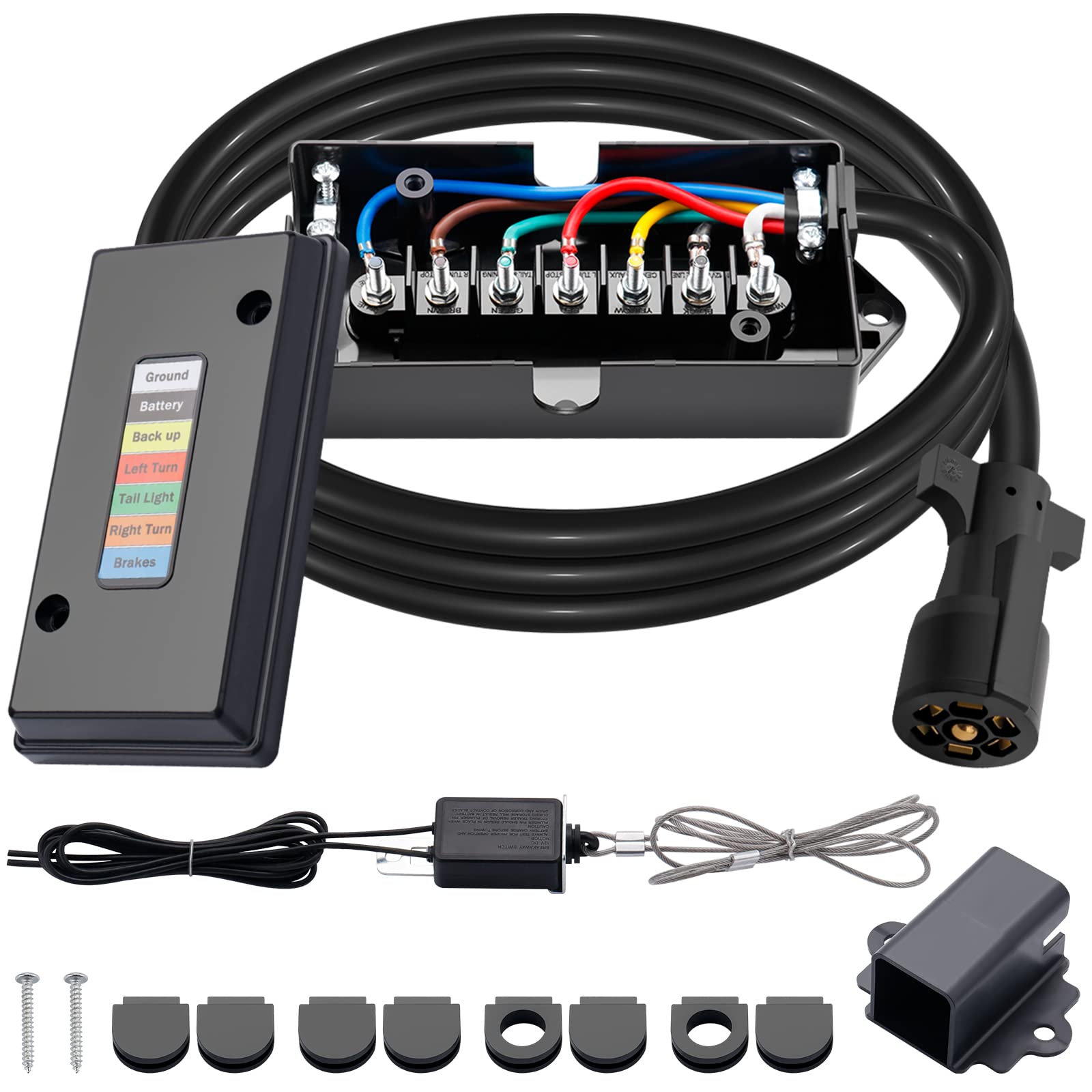 CheeMuii 7-way trailer cord shown with rugged construction for reliable towing