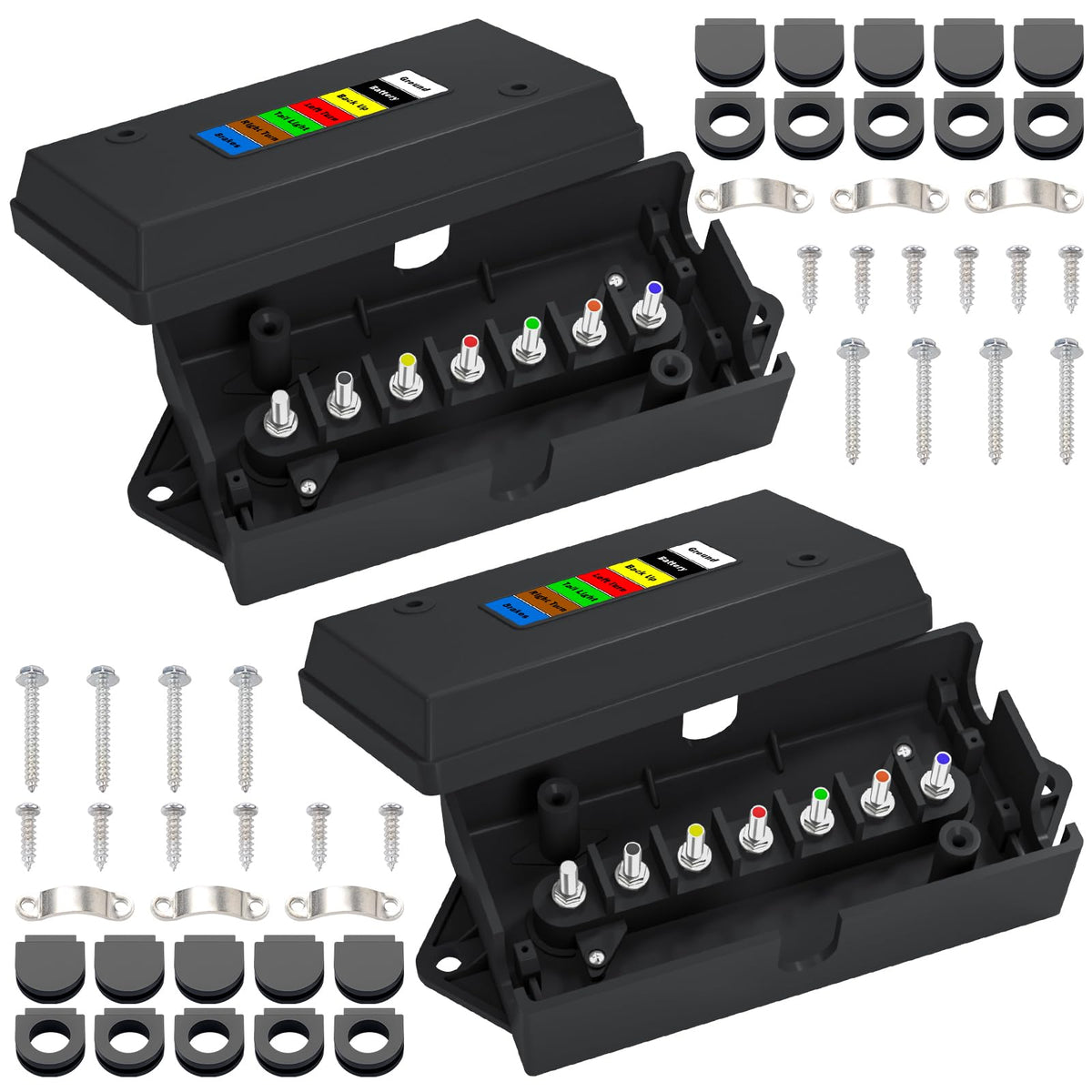CheeMuii 7-way junction box weatherproof closeup highlights rugged trailer wiring.