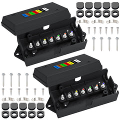 CheeMuii 7-way junction box weatherproof closeup highlights rugged trailer wiring.
