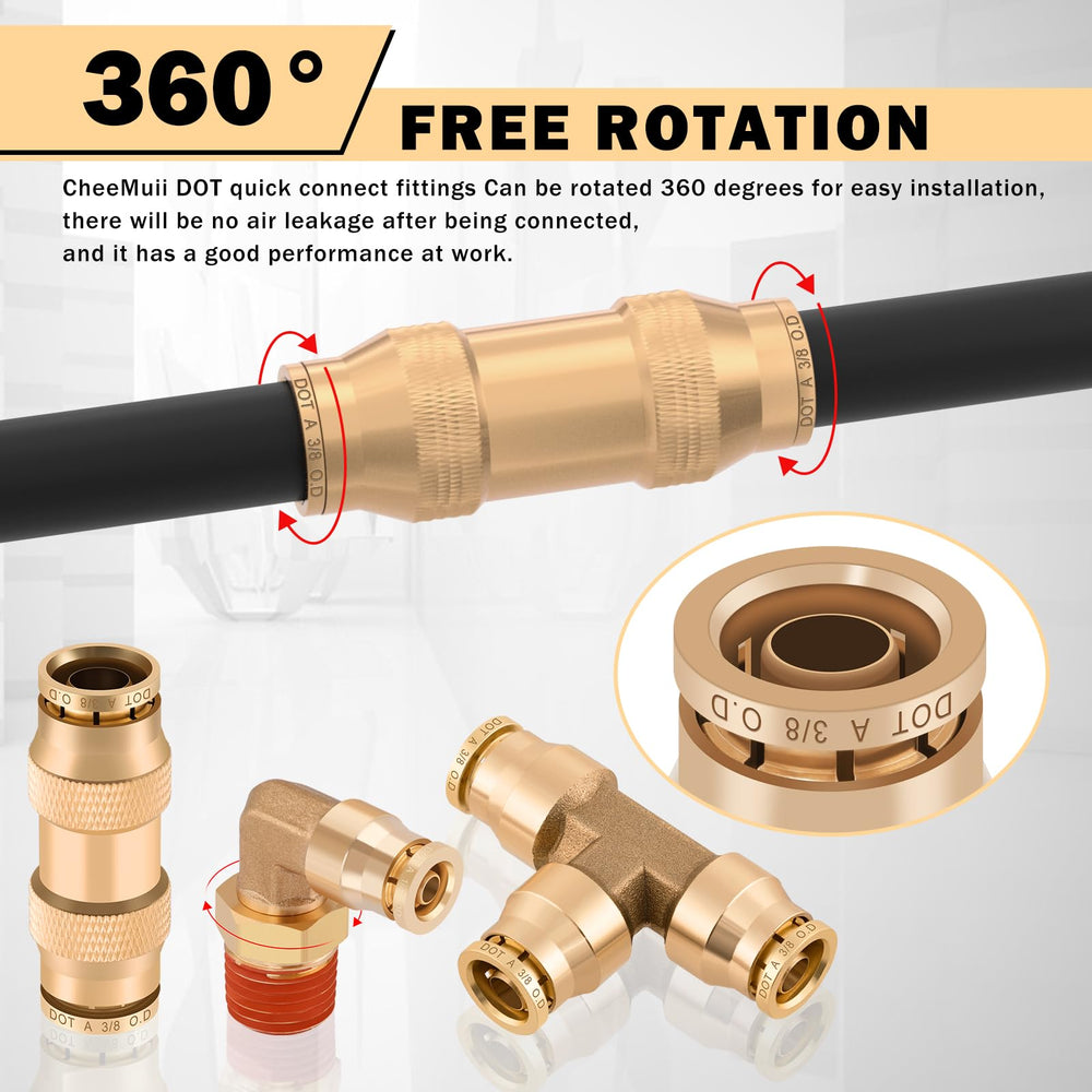 CheeMuii brass straight push-NPT fittings for easy sealed connections.