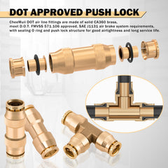 CheeMuii brass straight union connectors for secure hose connections.