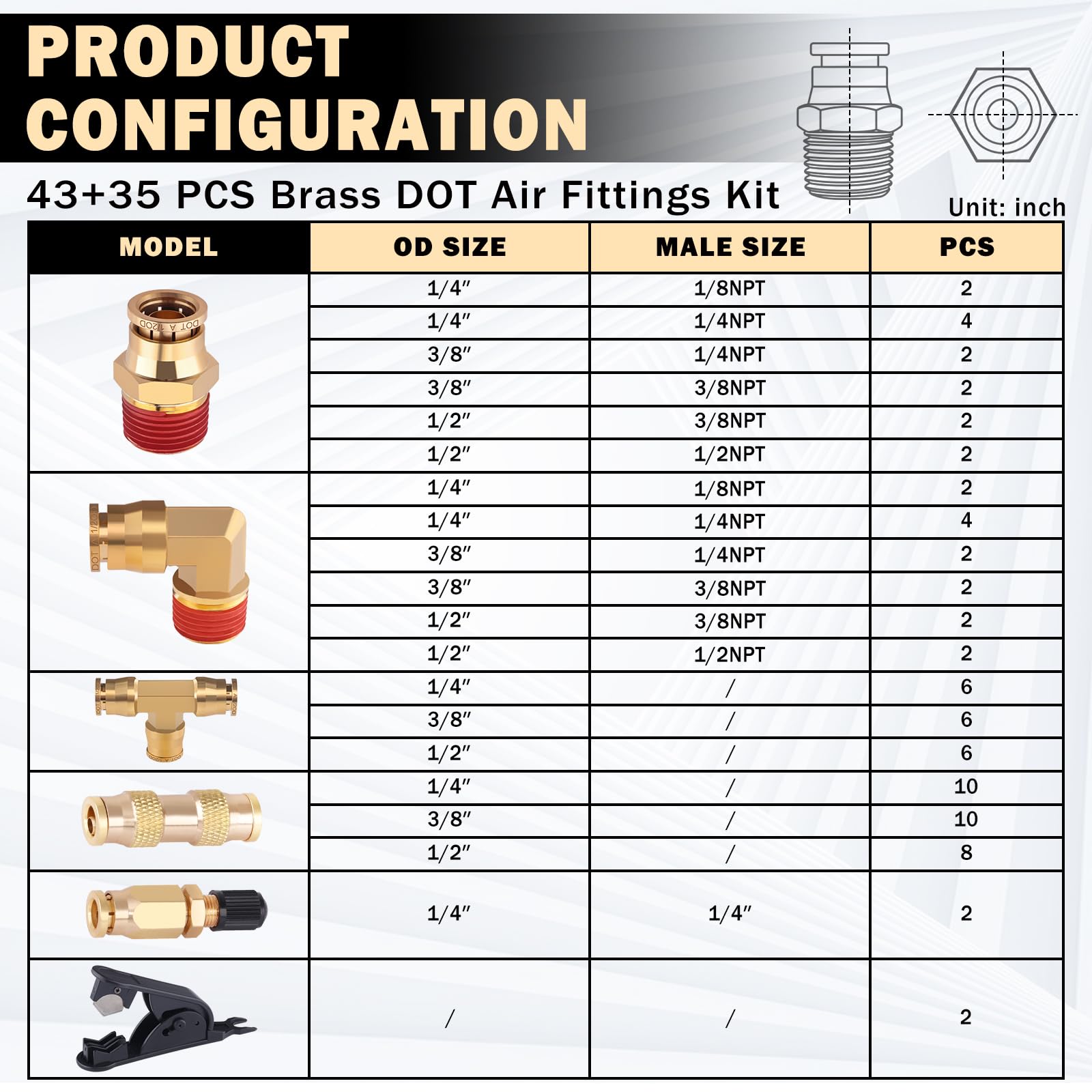 CheeMuii brass tee fittings showing robust joints for air lines.