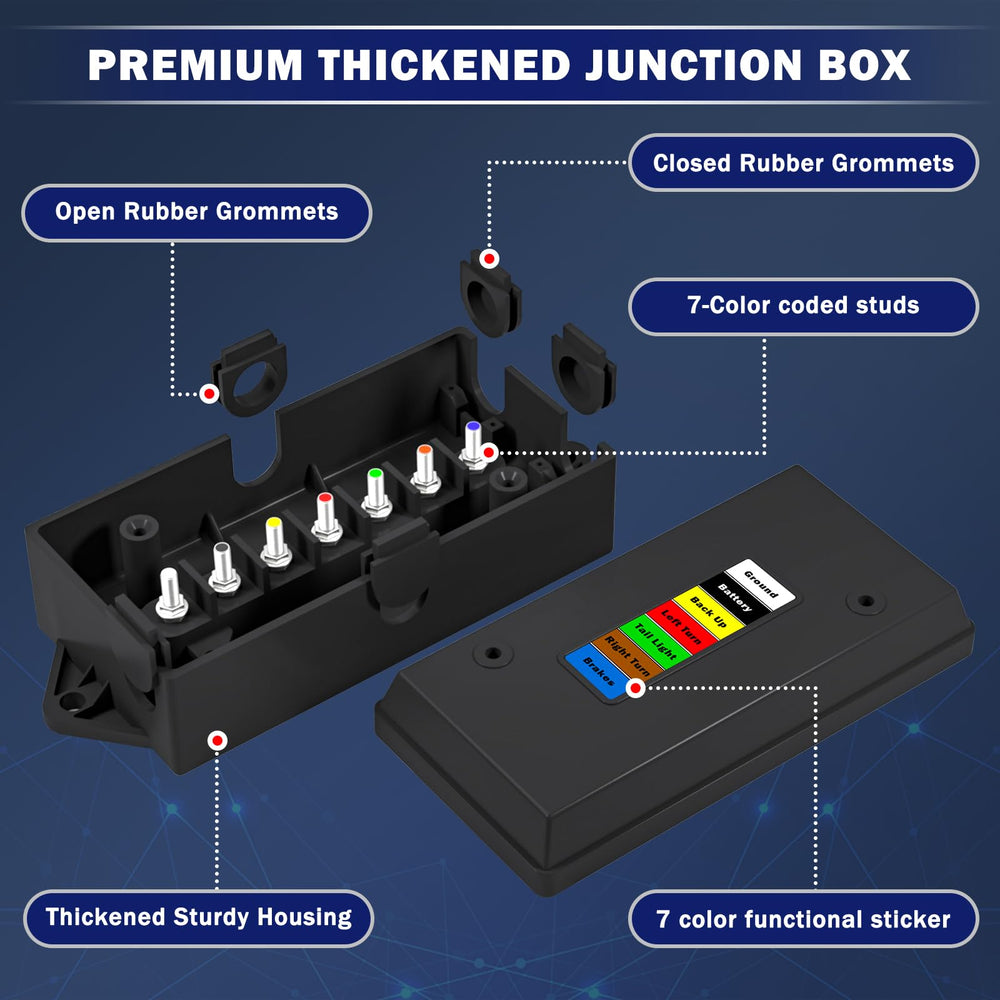 CheeMuii color-coded terminals show quick wiring for seven trailer functions.