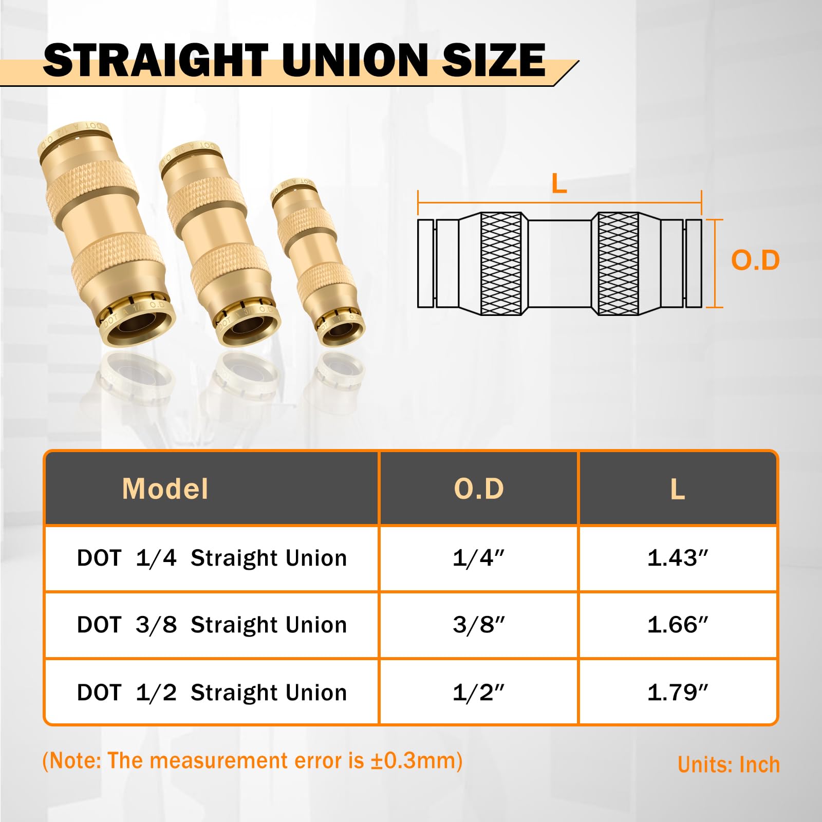 CheeMuii DOT-air fittings 1/2-inch straight union for heavy duty