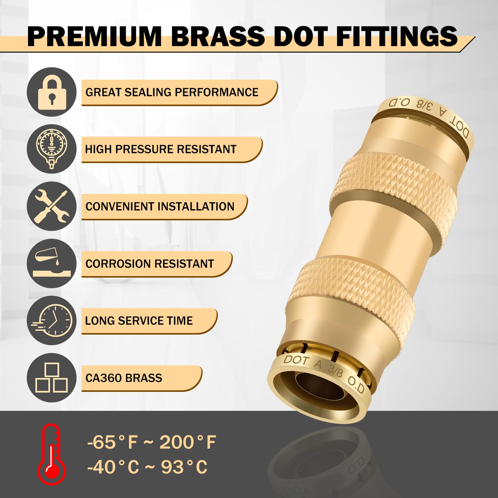 CheeMuii DOT-air fittings 3/8-inch straight union for versatile use