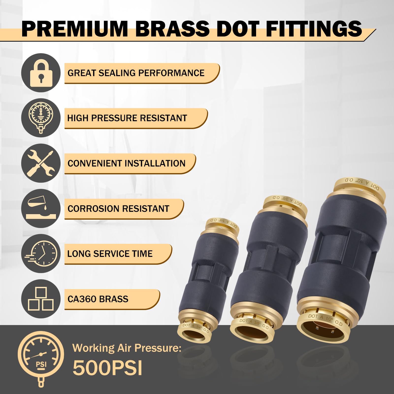 CheeMuii DOT air line fittings brass and plastic construction withstands temperature variations