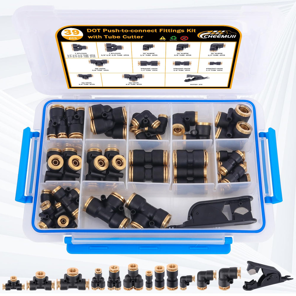 CheeMuii DOT 3/8 inch tee fitting ideal for strong air line joints.