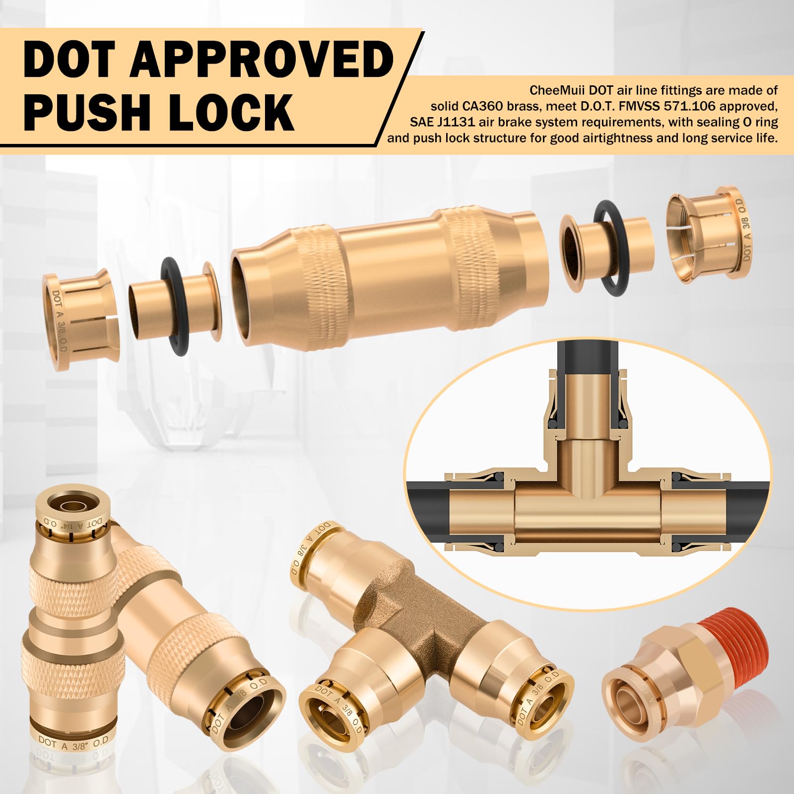 CheeMuii brass 90-degree elbows for tight-space routing