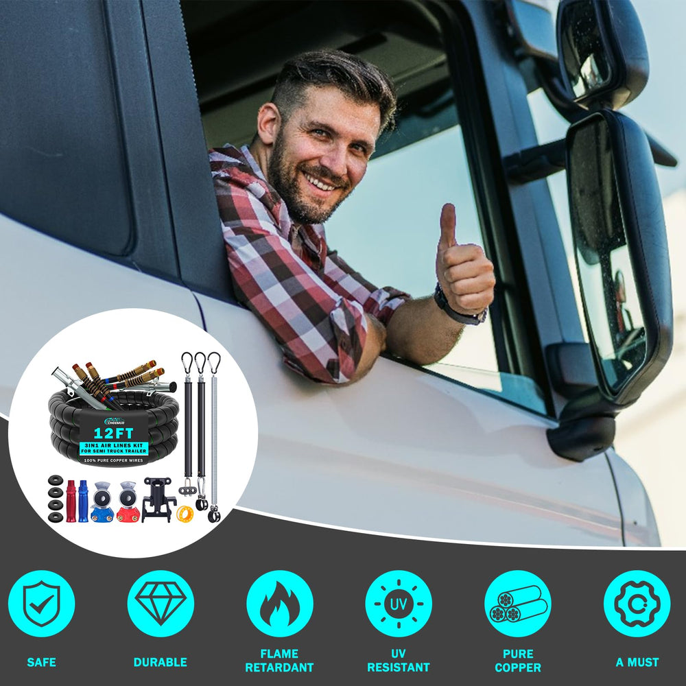 CheeMuii protected air brake hoses with reinforced construction.