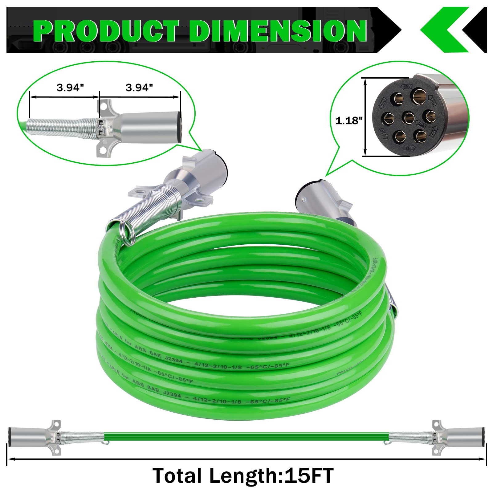 CheeMuii SAE J560 7-Way plug trailer wire ensuring secure power transmission