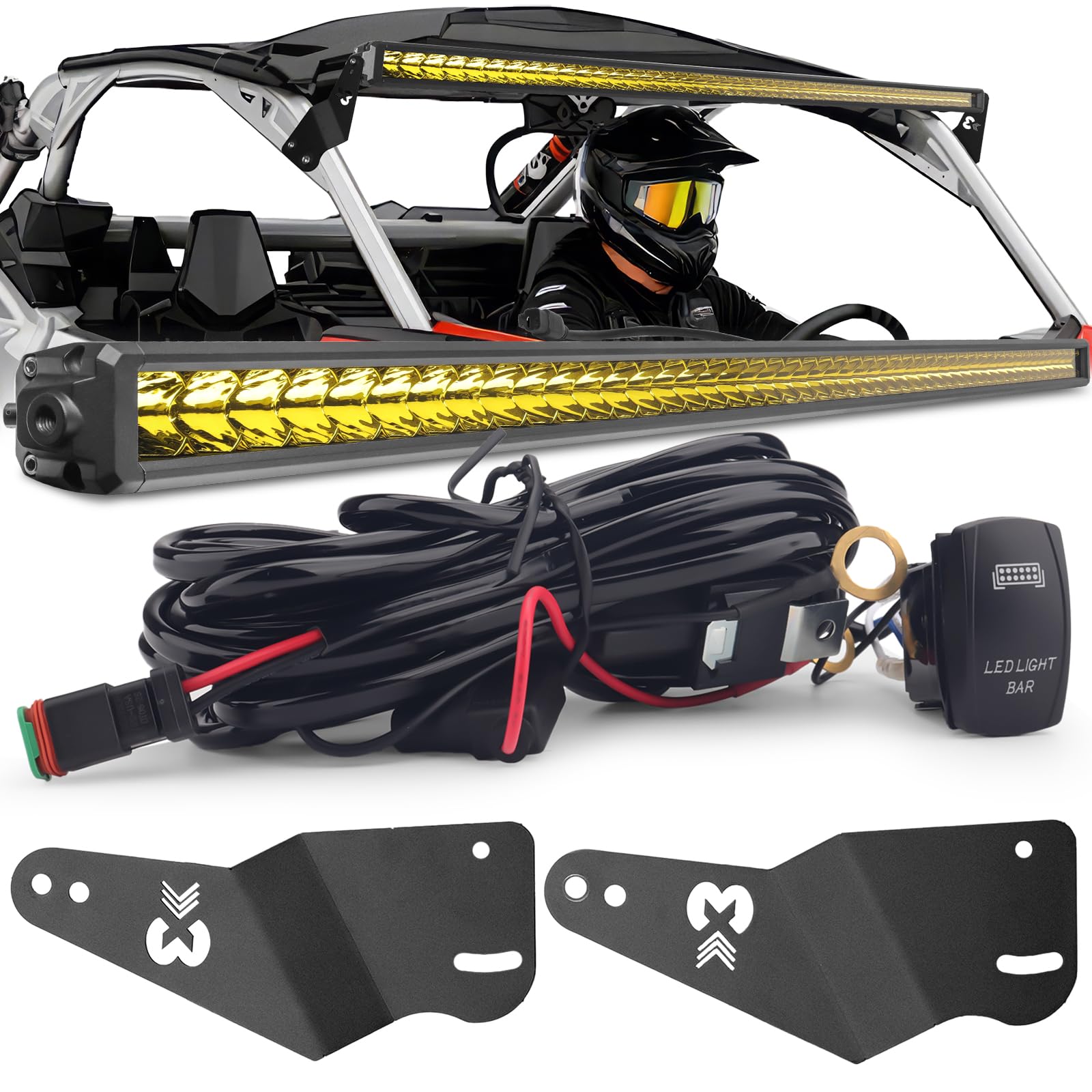 Chelhead 50-inch slim LED light bar front view improves night visibility on the Maverick X3.
