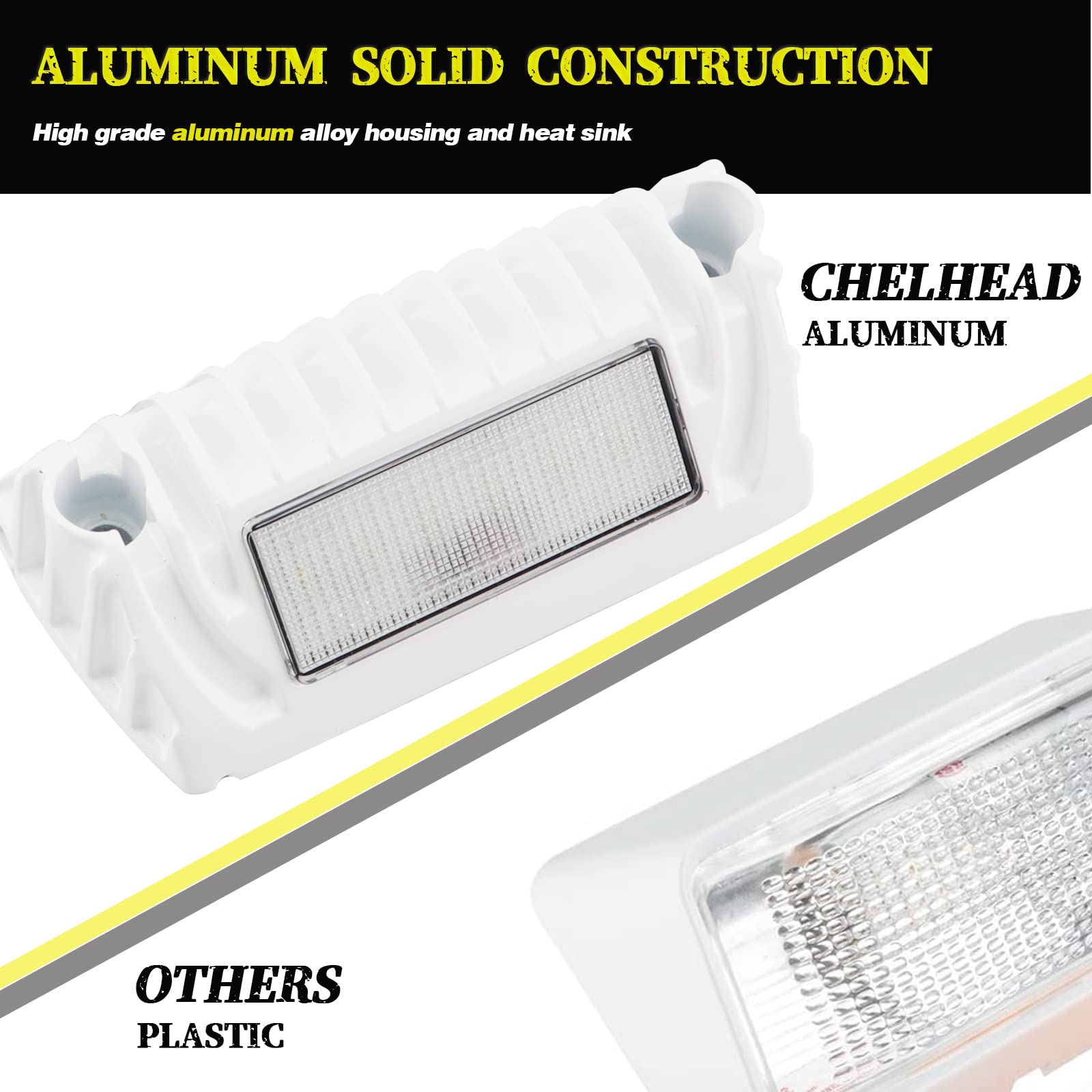 Chelhead porch light supports DC 9-36V for versatile RV use.