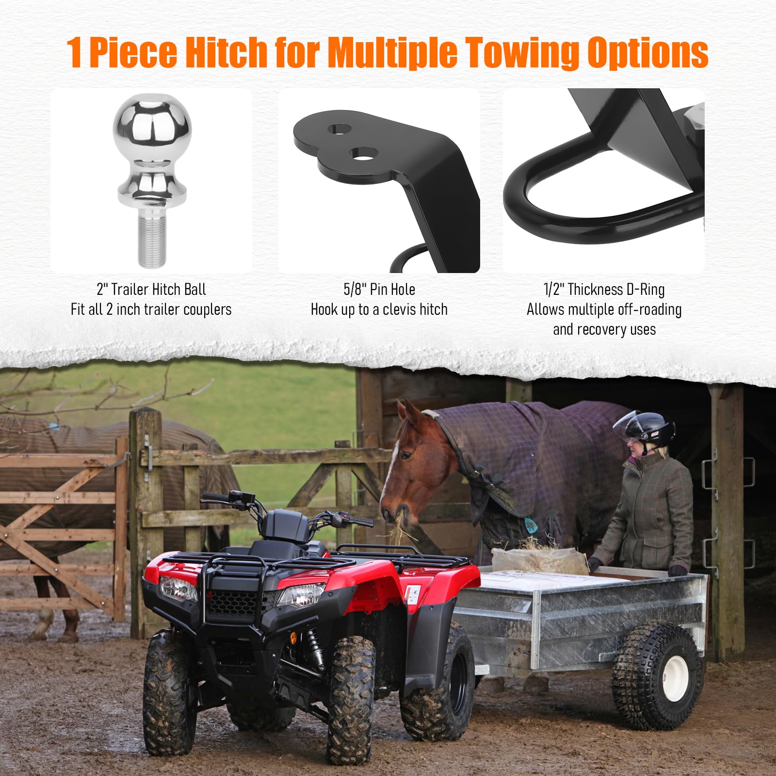 Chelhead UTV 3-Way Hitch Adapter Rise position raises hitch height for heavy loads