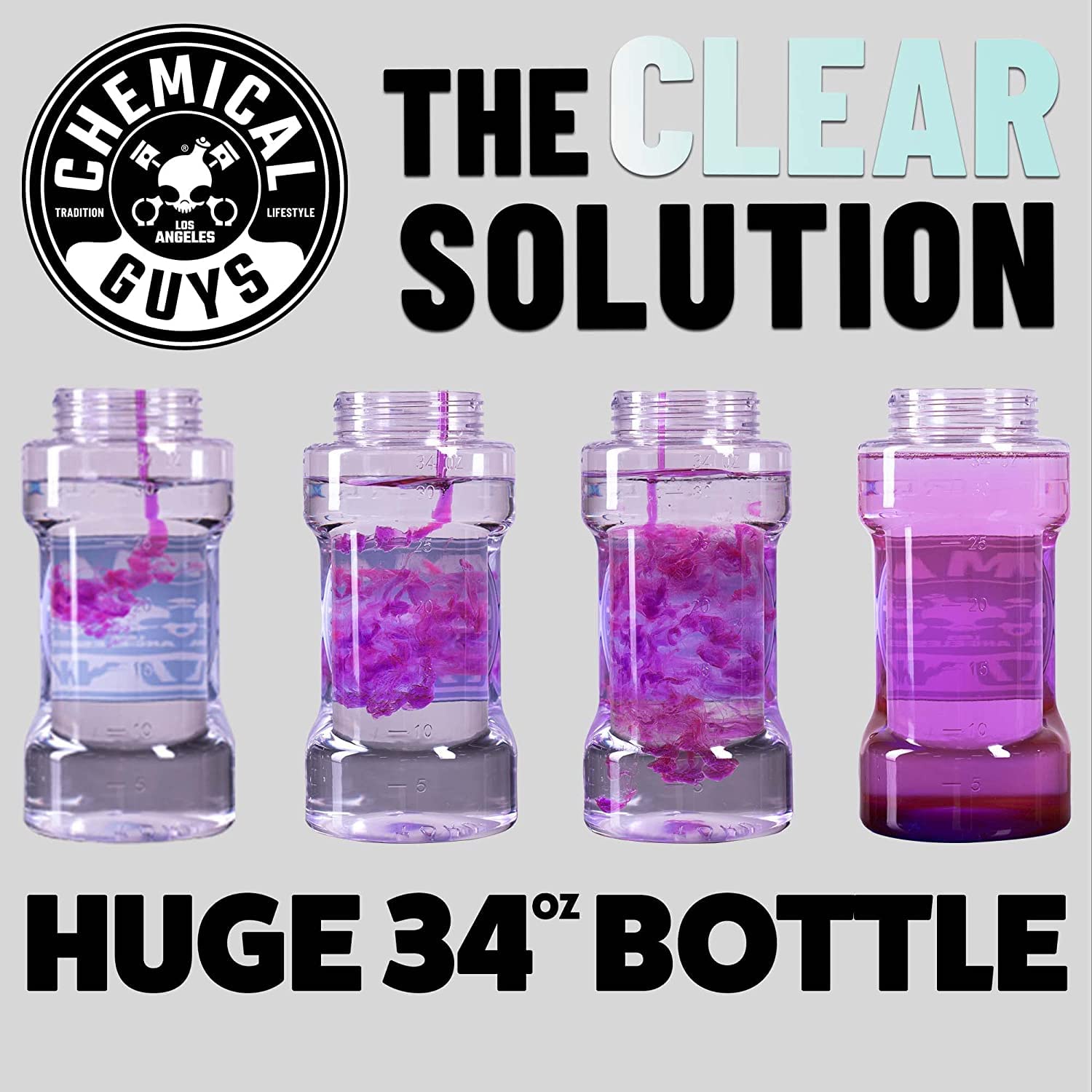 34 oz bottle capacity supports multiple washes without frequent refills