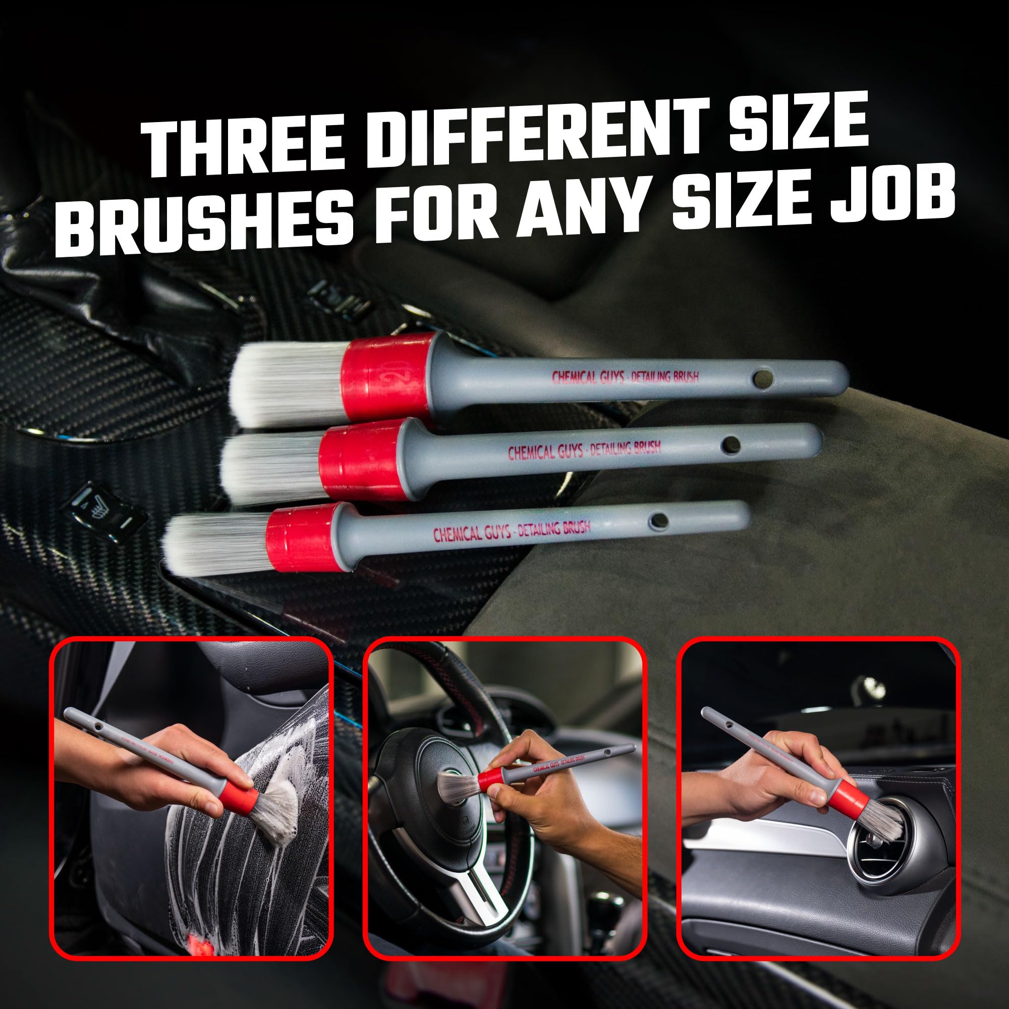 Chemical Guys ACC600 button cleaning brush reaches small controls safely