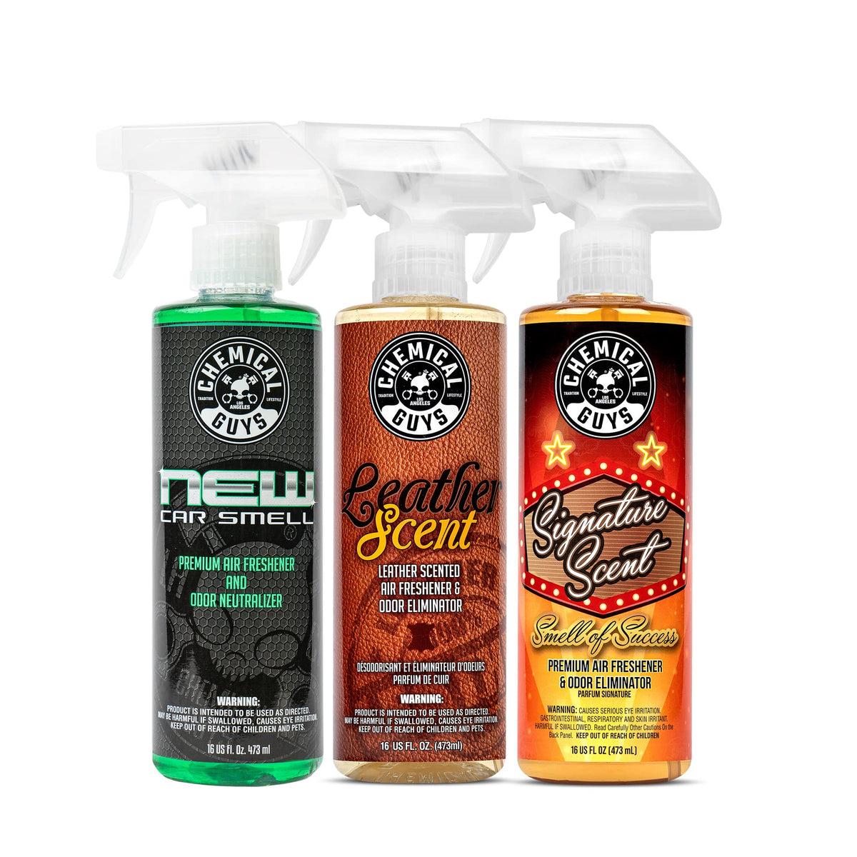 Chemical Guys AIR_301 New Car Scent bottle offers long-lasting fresh aroma for any vehicle.