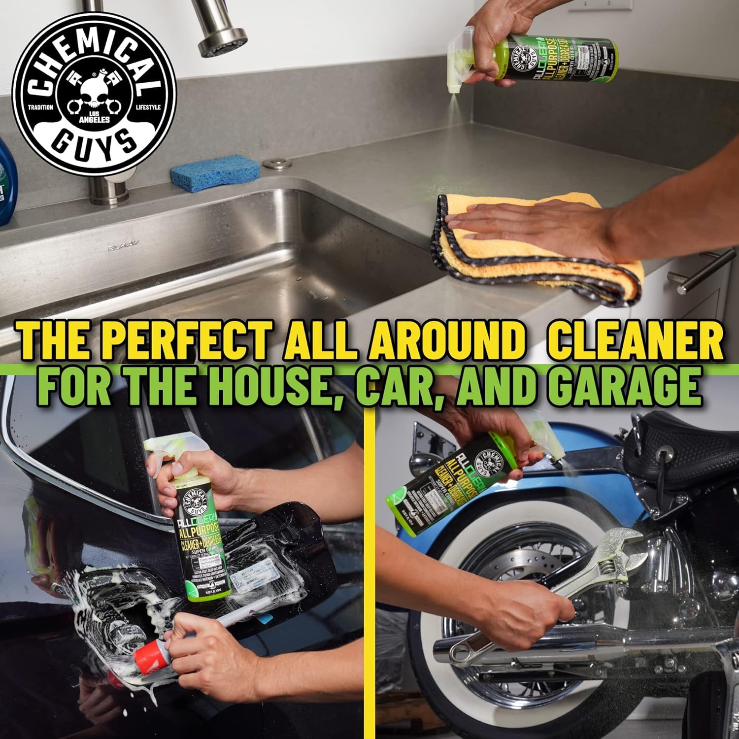 Tires and rubber trim safely cleaned with All Clean+ Citrus