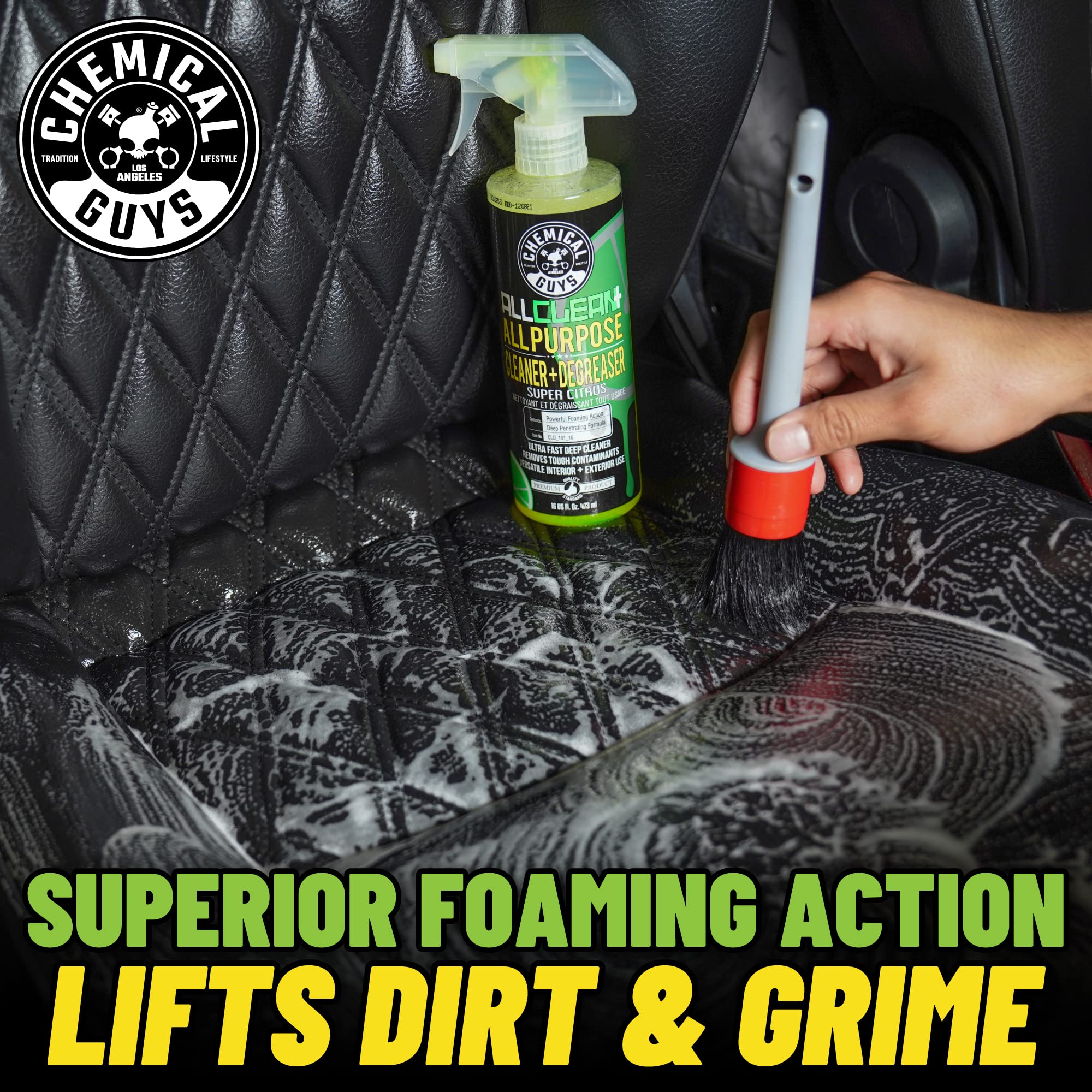 Chemical Guys All Clean+ vinyl and plastic cleaning for dashboards.