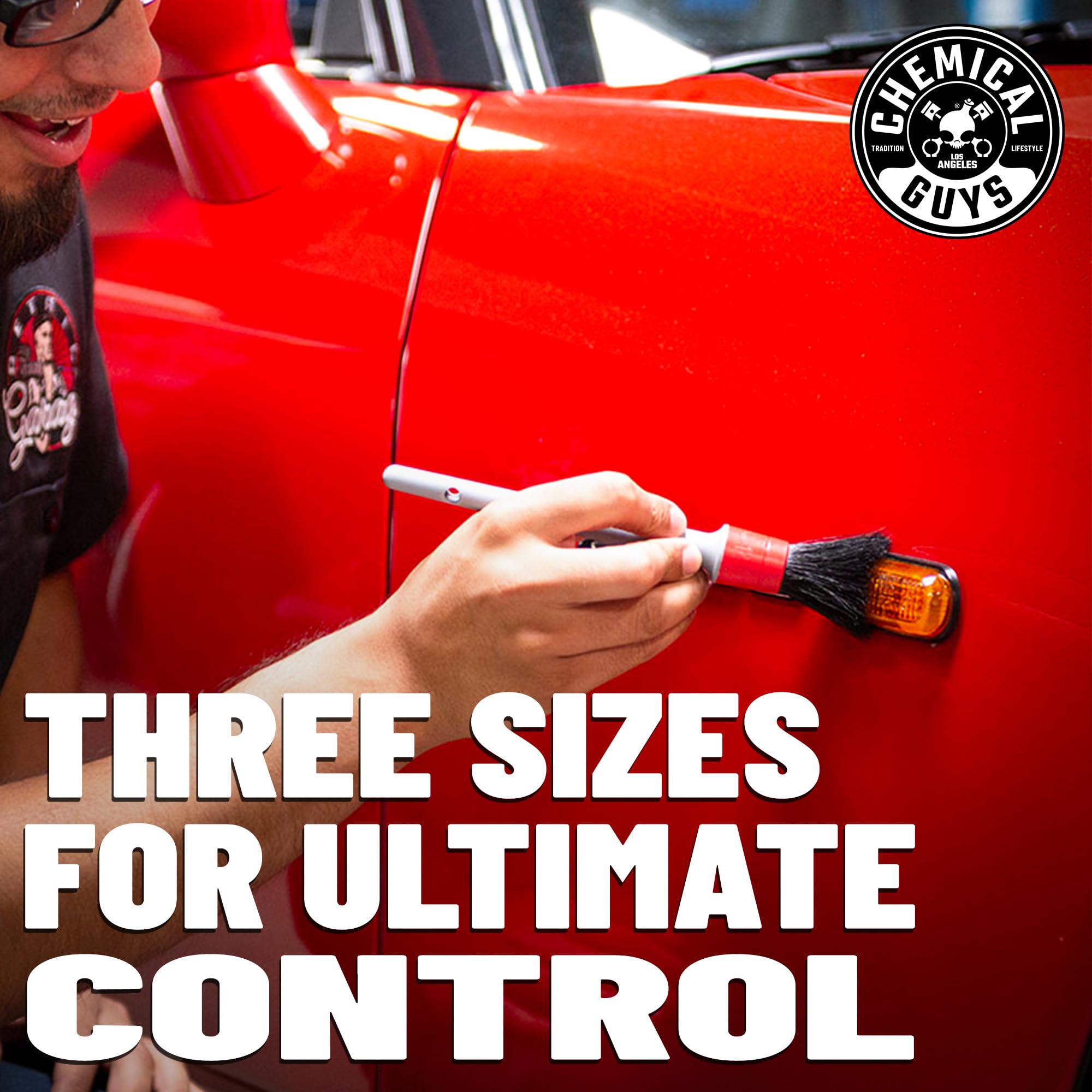 Chemical Guys All in the Details exterior brush targets badges and trim without scratching