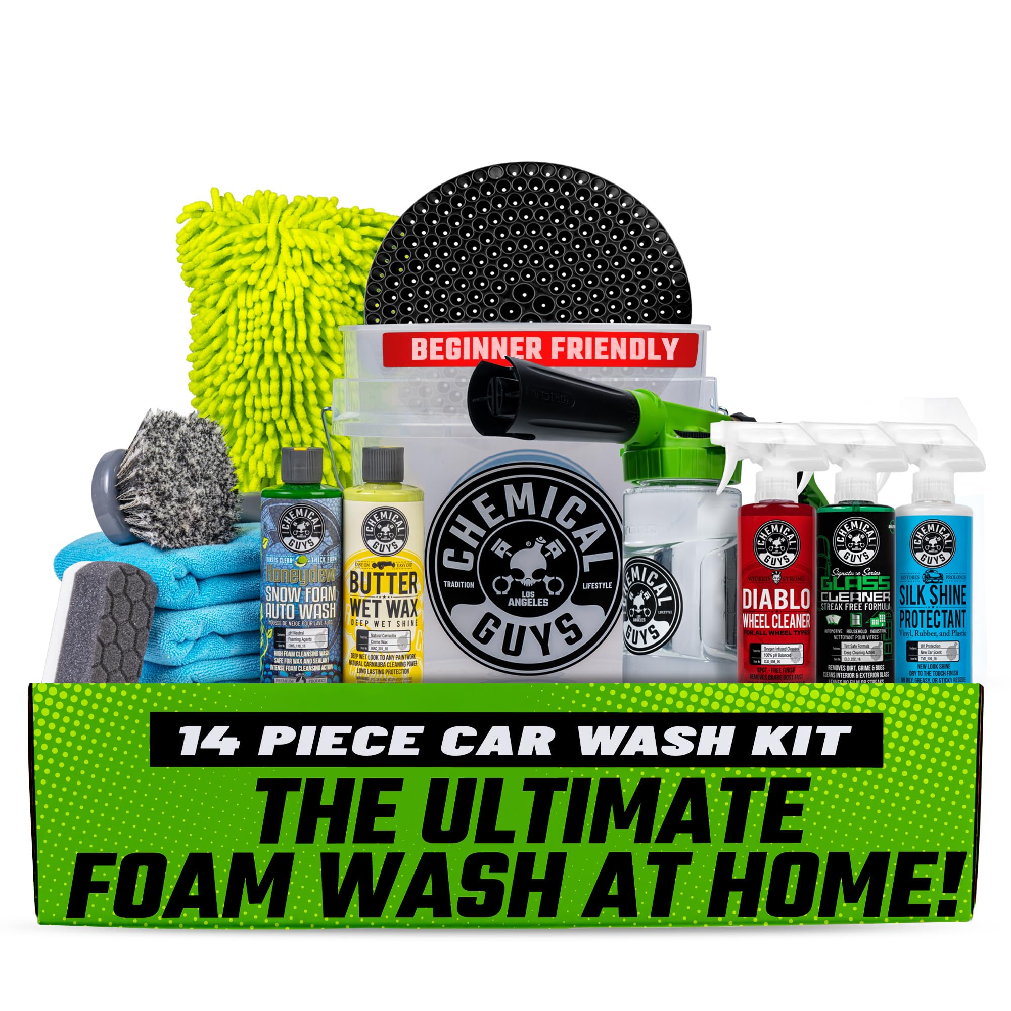 Chemical Guys Arsenal Builder foam blaster delivers thick suds for safe washing.