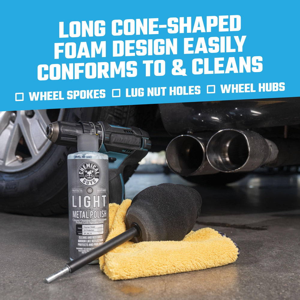 Reaches lug nuts and inner wheel edges easily