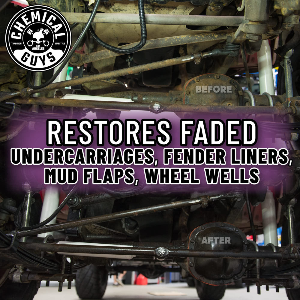 Chemical Guys Bare Bones Dark Shine plastic trim enhances depth on exterior trim