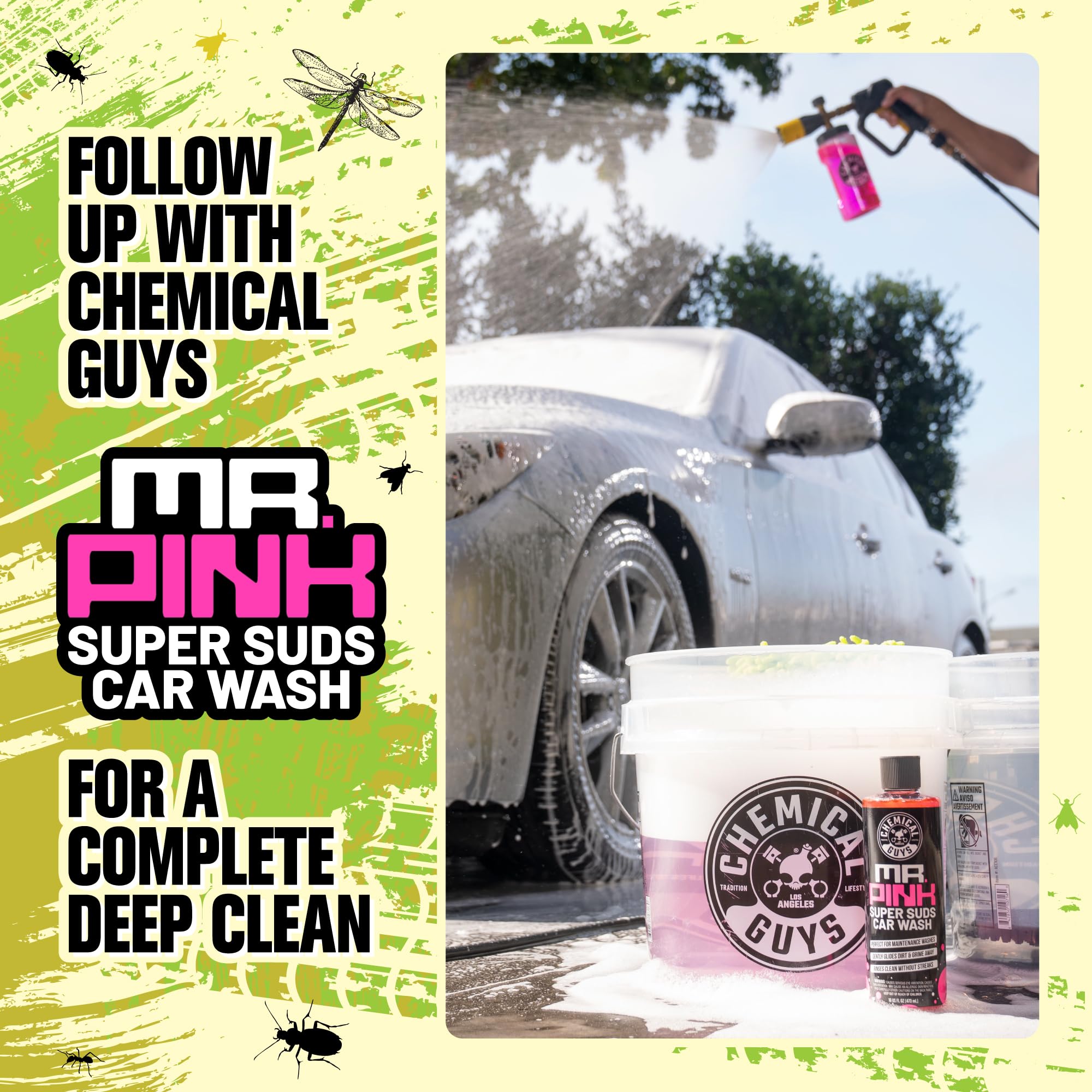 Chemical Guys Bug Sap Tar Remover post-wash prep eases cleanup after detailing.