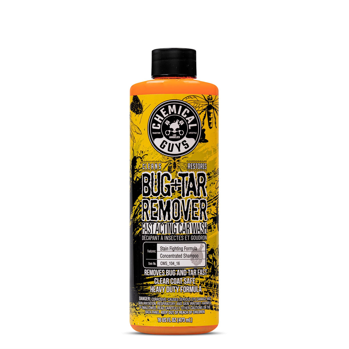 Chemical Guys Bug & Tar Remover bottle pour demonstrates quick prewash prep.