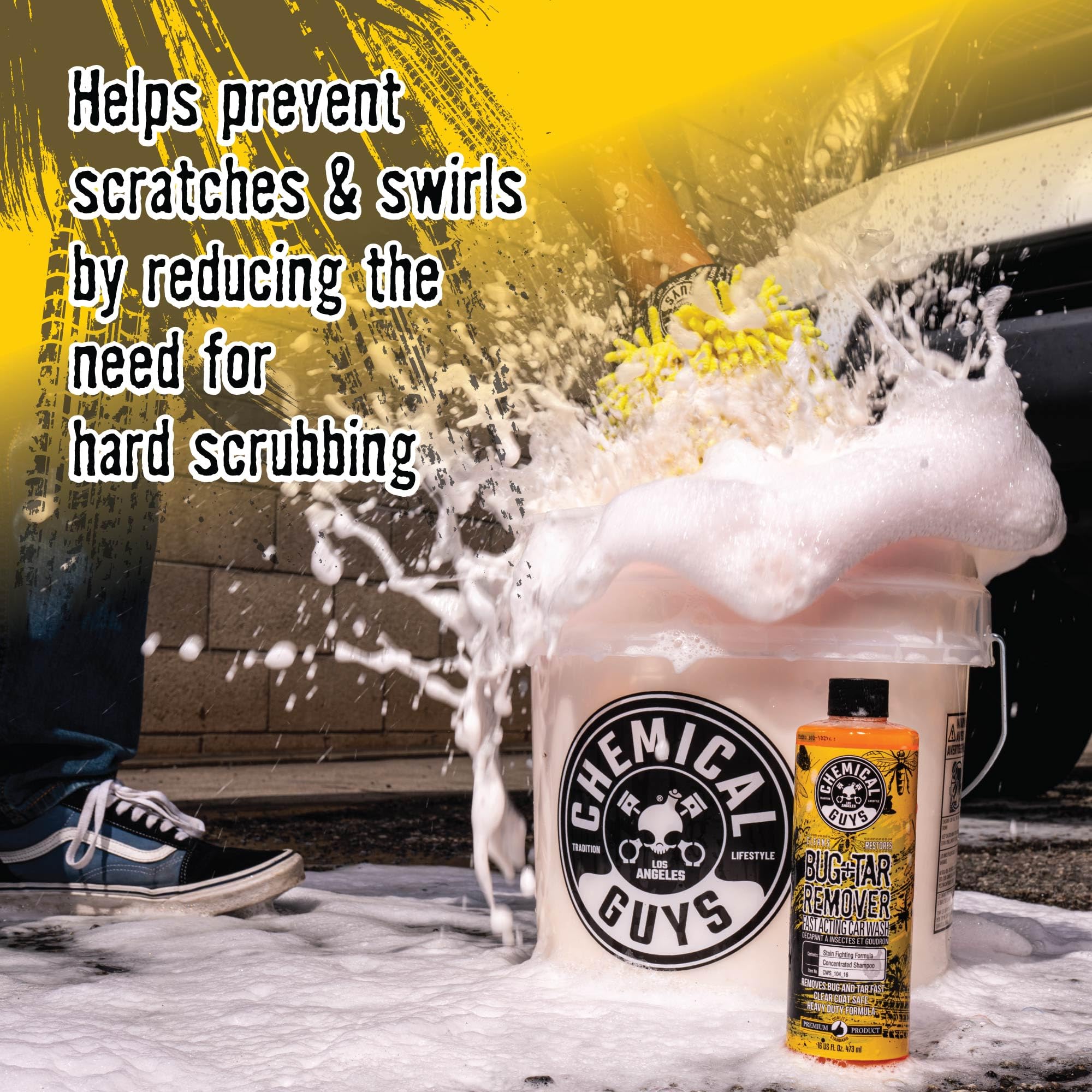 Chemical Guys Bug & Tar Wash paint-safe formula protecting clear coats during grime removal