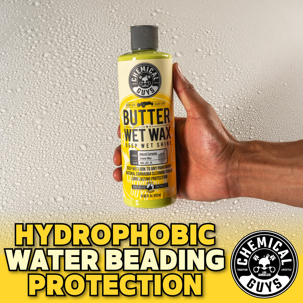 Chemical Guys Butter Wet Wax offers easy on, easy off with streak-free buffing.