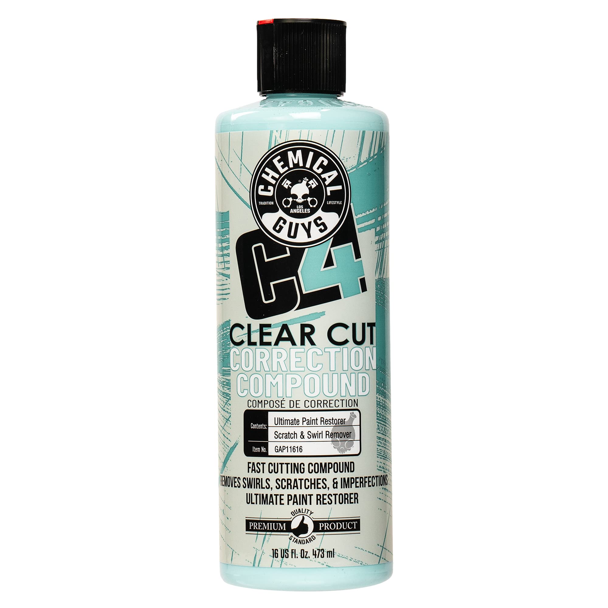 Chemical Guys C4 Clear Cut removes swirls for a clearer finish on vehicle paint