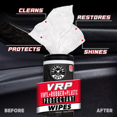 Chemical Guys Canister Wipes pulled from the canister for use on the dashboard.