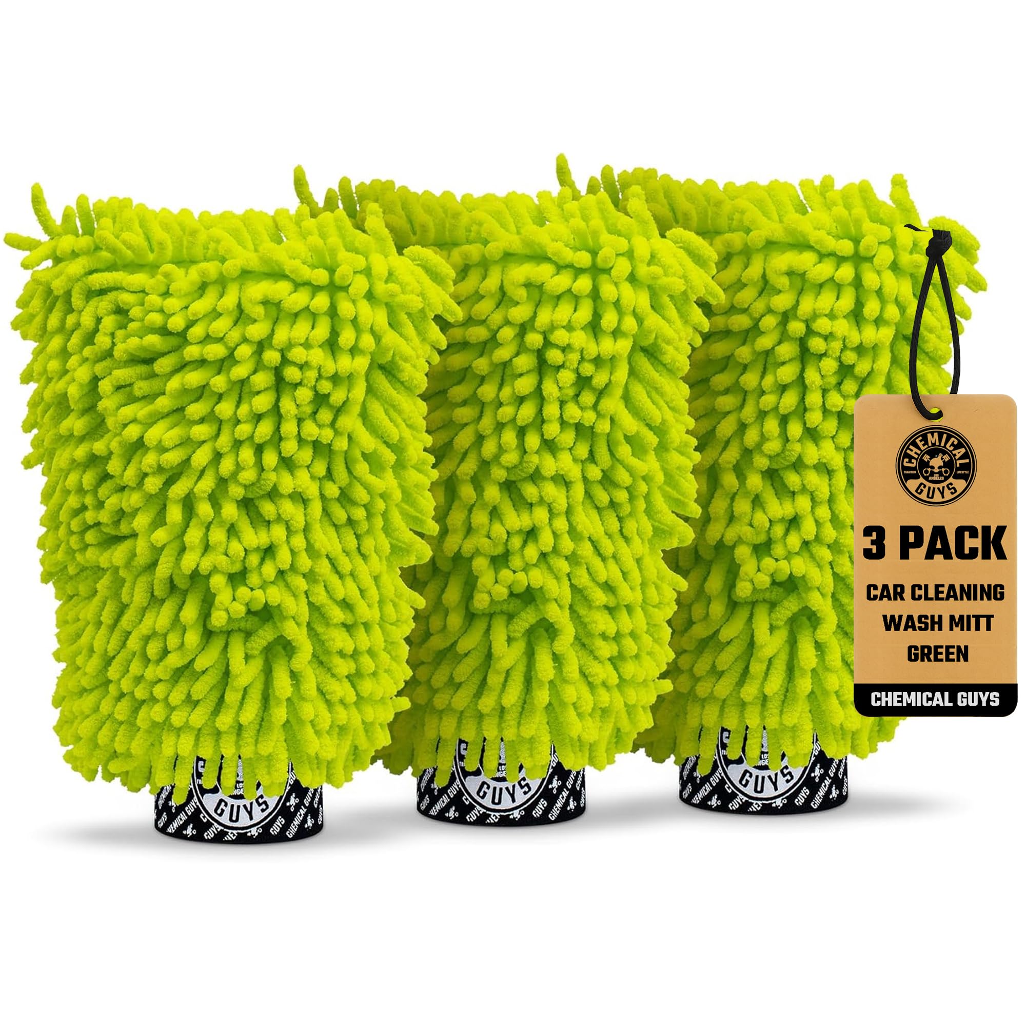 Chemical Guys chenille premium wash mitt lime green for scratch-free washing