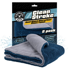 Chemical Guys Clean Stroke dual-sided towel close-up showing cleaning and polishing textures