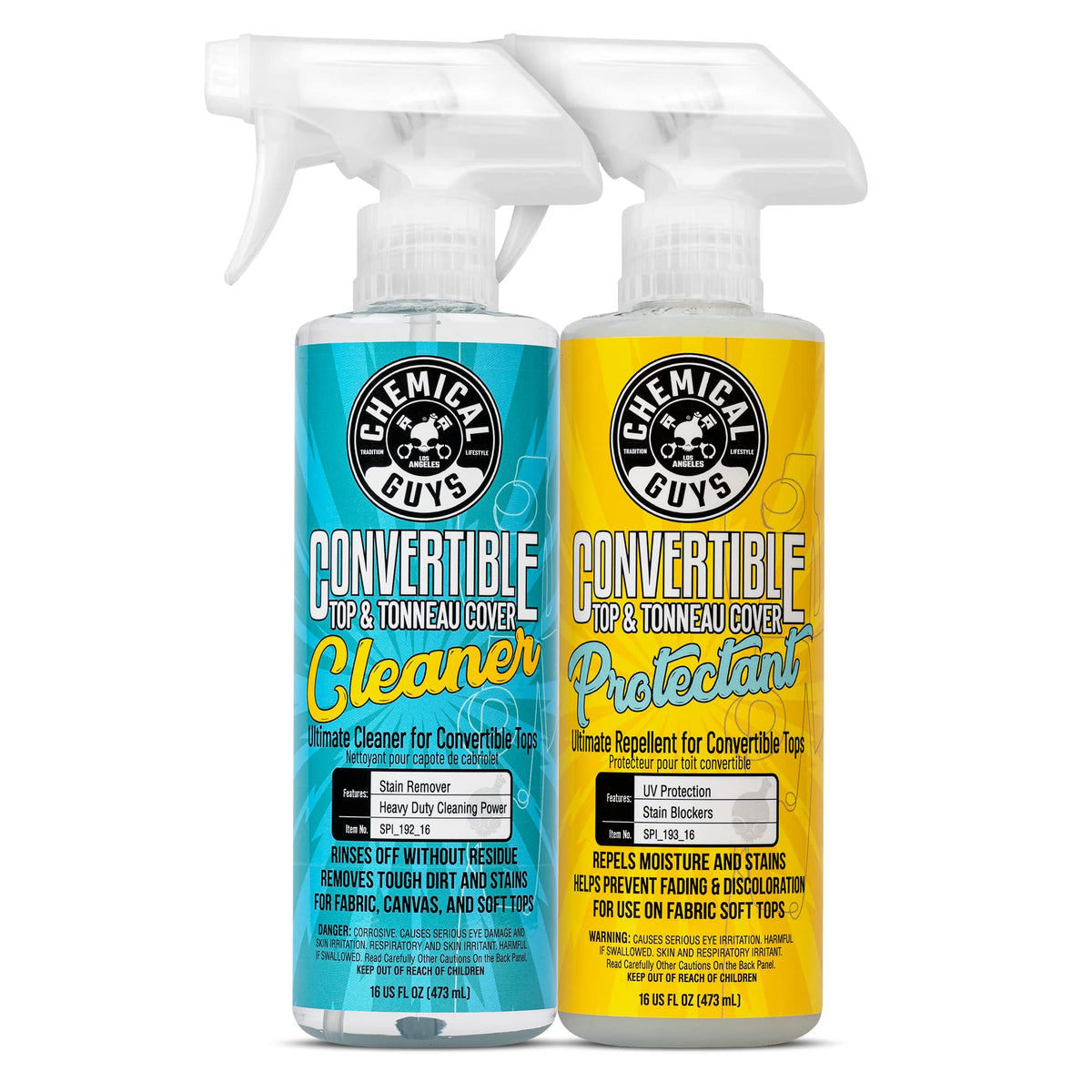 Chemical Guys Convertible Top Cleaner & Protectant Kit visuals for cleaning fabric, canvas, and vinyl tops